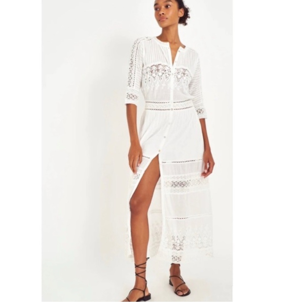 LoveShackFancy Beth White Lace Eyelet Dress Small